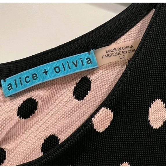 Alice + Olivia Marta sleeveless polka dot bodycon knit mini dress Size Large - Picture 9 of 11